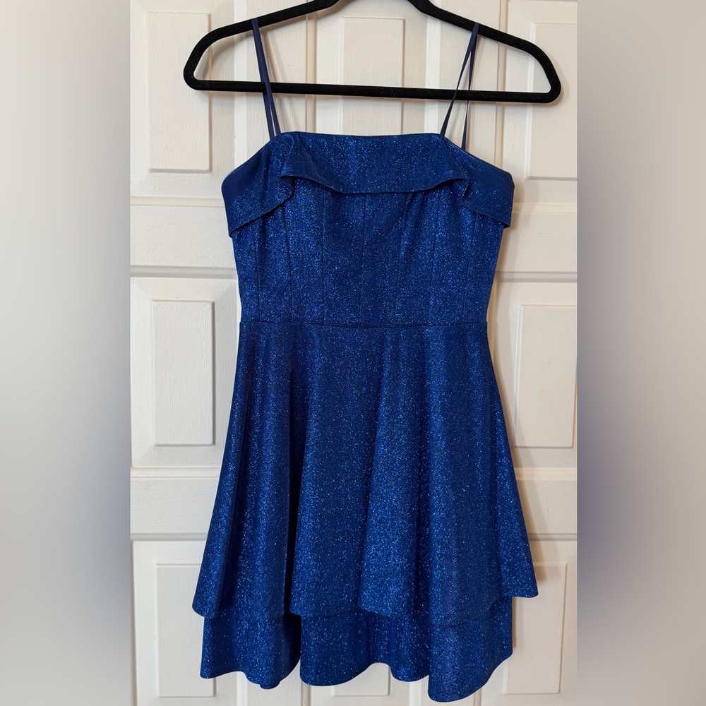 City Studio Sparkle Strapless Mini Dress - Royal Blue